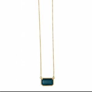 Spartina 449 Sea La Vie Wonderful Gold and Deep Teal Jade Necklace 17”